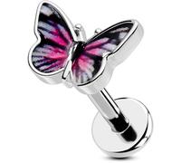 OUFER Body Piercing Labret Piercing Jewelry 16G Tragus Cartilage Forward Helix Stud Earrings Monroe 316L Stainless Steel Butterfly Medusa Flat Back Piercings Earring