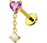 OUFER Body Piercing Labret Stud: 18G Threadless Titanium Heart CZ Labret Piercing Jewelry for Women 6mm Bar Gold/Silver Cartilage Tragus Helix Earring Lip Piercings