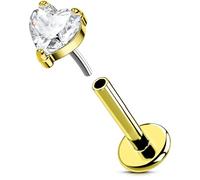 OUFER Body Piercing Lip Labret Piercing Jewellery Threadless 16G Gold 316L Stainless Steel Push in Helix Tragus Conch Piercing Bar Stud Earring