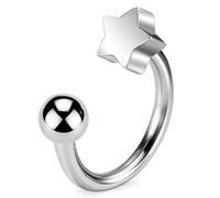 OUFER Body Piercing Lip Ring: Titanium Labret Piercing Jewellery 16G(1.2mm) 8/10mm Helix Earring Star Nose Septum Cartilage Hoop for Women Men Daily/Party Wear