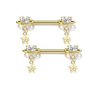 OUFER Body Piercing Nipple Bars: 14G Nipple Piercings Jewellery 316L Stainless Steel 14mm Externally Threaded Barbell for Women