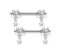 OUFER Body Piercing Nipple Bars: 14G Nipple Piercings Jewellery 316L Stainless Steel 14mm Externally Threaded Barbell for Women
