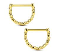 OUFER Body Piercing Nipple Rings 14G Twisted 316L Stainless Steel 14mm Hypoallergenic Clicker Nipple Piercing Bar Jewellery for Fresh Healed Piercings