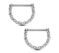 OUFER Body Piercing Nipple Rings 14G Twisted 316L Stainless Steel 14mm Hypoallergenic Clicker Nipple Piercing Bar Jewellery for Fresh Healed Piercings