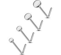 OUFER Body Piercing Nose Piercing Jewellery 22G Nose Stud Titanium L-Shaped Nose Piercings Nose Bar 4pcs 1.5mm 2mm 2.5mm 3mm Top Tiny Nose Bone Pin Sets Women Nostril Piercing