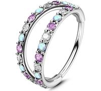 OUFER Body Piercing Nose Ring Hoops 20G Nose Piercing Jewellery 6/7/8mm Nostril Conch Hoop Double Line CZ Opal Helix Tragus Daith Snug Rook Cartilage Earrings Ring