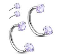 OUFER Body Piercing Nose Rings: 2PCS 316L Surgical Steel Horseshoe Hoops 20G Push Pin Threadless Nose Rings For Women Men CZ Horseshoe Septum Lip Eyebrow Helix Daith Ear Piercing Jewelry 7/8mm