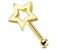 OUFER Body Piercing Nose Stud 20G Nostril Piercing Jewellery 9K Solid Gold Nose Bars Pin Jewelry for Women Men 6MM Nostril Piercing Stud