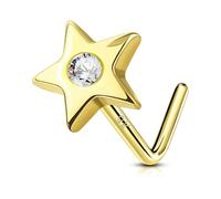 OUFER Body Piercing Nose Stud 20G Nostril Piercing Jewellery 9K Solid Gold Nose Bars Pin Jewelry for Women Men 6MM Nostril Piercing Stud 0.8mm