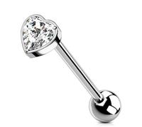 OUFER Body Piercing Piercing de lengua de titanio de 14 G, barras de lengua internas, anillos de pezón de circonita cúbica de 16 mm, joyería para mujeres y hombres, joyería de piercing corporal