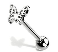 OUFER Body Piercing Piercing de lengua de titanio de 14 G, barras de lengua internas, anillos de pezón de circonita cúbica de 16 mm, joyería para mujeres y hombres, joyería de piercing corporal