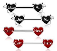 OUFER Body Piercing - Piercing para pezón, acero inoxidable, 316L, 14G, 4 unidades, Acero inoxidable, acero