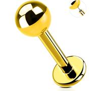 OUFER Body Piercing Push In Labret Piercing Stud Titanium Lip Bar 16G Helix Tragus Conch Earrings Jewellery Threadless Gold Flat Back Labret Lip Earrings