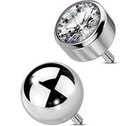 OUFER Body Piercing Threaded Replacement Balls for Belly Bars Navel Piercing Jewellery 2PCS Titanium 14G 5mm Internally Clear CZ Gem 1.6mm