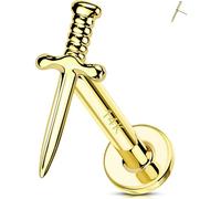 OUFER Body Piercing Threadless Labret Piercing 14K Solid Gold Helix Earring 16G Labret Stud Push-in Lip Stud Earring Lip Helix Tragus Conch Cartilage Ear Lobe Piercing Body Jewellery