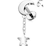 OUFER Body Piercing Threadless Push Pin Labret Studs Titanium Piercing Jewellery 16G Helix Tragus Conch Lip Earring Bar Stud Dangle Flat Back Earrings 6/8mm Cartilage Bar