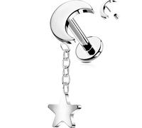 OUFER Body Piercing Threadless Push Pin Labret Studs Titanium Piercing Jewellery 16G Helix Tragus Conch Lip Earring Bar Stud Dangle Flat Back Earrings 6/8mm Cartilage Bar