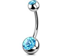 OUFER Body Piercing Titanium Belly Bars 14G Externally Threaded 10/12/14/16mm Extra Long Navel Piercings Barbell Rings 1.6mm Belly Button Bars Navel Bar Piercing Jewellery