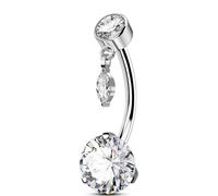 OUFER Body Piercing Titanium Belly Bars Internally Navel Piercing Jewelry 14G Belly Button Bars Ring 10/12/14/16mm Navel Bars Curved Barbell Body Piercing Jewellery Women Girls