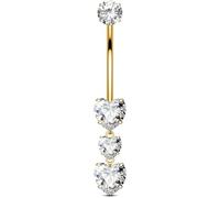 OUFER Body Piercing Titanium Internally Belly Bars Navel Piercing 14G Belly Button Bars Gold Navel Piercing Jewellery Heart Dangle Belly Button Ring
