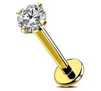 OUFER Body Piercing Titanium Internally Lip Bars Labret Stud Piercing 6mm/8mm/10mm/12mm Helix Earring 16G Tragus Earring Piercing Jewellery Gold Tragus Helix Conch Lip Piercing Bars