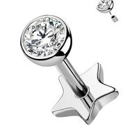 OUFER Body Piercing Titanium Lip Piercing Stud 18G/1.0MM Cartilage Piercings 5/6/8/10/12MM Flat Back Earrings Helix Labret Conch Tragus Monroe Medusa Stud Bars