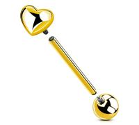 OUFER Body Piercing Titanium Tongue Bars Gold 14G Internally Tongue Rings Tongue Bar Piercing Heart Tongue barbell Piercing Jewellery Nipple Bars