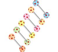 OUFER Body Piercing Tongue Bars Piercings Nipple Piercing 14G 16mm 6pcs