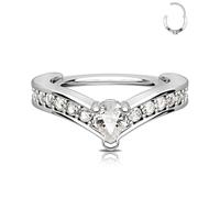 OUFER Cartílago Helix Earring Hoop 16G V-Shaped Orbital Conch Ring Gold Tragus Daith Piercings Jewellery Clicker CZ Rook Snug Surgical Steel Forward Top of Ear Septum Nose Ring, 8 mm/10 mm, 16G8mm