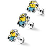 OUFER | Minions Officially Licensed 3PCS Lip Stud Set 16G Stainless Steel Cartoon Labret Jewelry for Daily Outfits Hypoallergenic Helix Tragus Cartilage Earrings 6MM