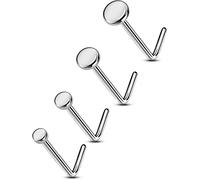 OUFER Piercing Corporal de Titanio Sólido para Nariz 20G Aro de Nariz Hueso Pin Anillos de Nariz 4 Piezas Aros en L para Piercing Corporal Joyería para Mujeres Hombres