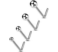 OUFER Piercing Corporal de Titanio Sólido para Nariz 20G Aro de Nariz Hueso Pin Anillos de Nariz 4 Piezas Aros en L para Piercing Corporal Joyería para Mujeres Hombres