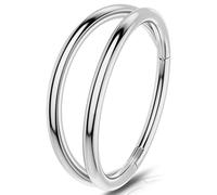 OUFER Piercing de aro de nariz de 18 g, 1,0 mm, oro y plata, con bisagras, segmento de acero inoxidable, para cartílago nasal, caracola, tragus, rook, joyería para mujeres y hombres, 6, 8, 10 mm, 10