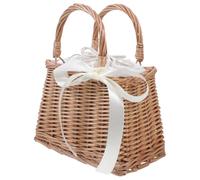 OUFGXZL Cesta for niña de Las Flores, pequeña Cesta de Mimbre con asa, Cesta Decorativa de ratán con Forro de Tela for Bodas, picnics y Vacaciones en el mar (15 x 13 x 23 cm)(White,23x16cm)