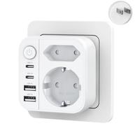 OUFUYU 6 en 1 Adaptador Enchufe Japon, Adaptador de Viaje Tipo A para Japón, Viaje con 2 USB-C 2 USB-A, Adaptador de Viaje Enchufe Español a Japonés, Europa España Portugal a América, Canadá, México