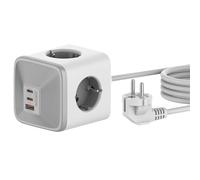 OUFUYU Cubo Regleta Enchufe, Ladron Enchufes Múltiple con 4 Tomas 4000W Cargador Rápido 2 USB-C 1 USB-A PD30W, Enchufe Pared para MacBook iPad iPhone Samsung, Hogar, Oficina, con Cable 1,5 m, Blanca