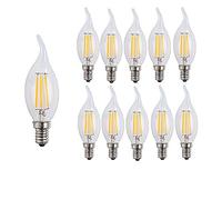 OUGEER - Lote de 10 bombillas E14, 400 lúmenes, CA 220-240 V, color blanco cálido, 2700 K, Flame Tip Candle C35 LED, vela Edison bombilla halógena 40 W equivalente