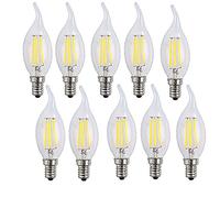 OUGEER - Lote de 10 bombillas E14, 400 lúmenes, CA 220-240 V, color blanco frío, 6500 K, Flame Tip Candle C35 LED, vela Edison bombilla halógena 40 W equivalente