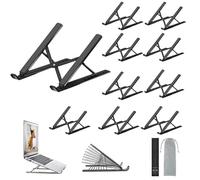 OUGEP 10PCS Soporte para Portátil, Múltiples Ángulos Ajustable Soporte para OrdenadoTabletas, Ergonómico y Protector Ventilado Plegable para Macbook DELL, HP otro10-15.6” Laptop(Negro2)