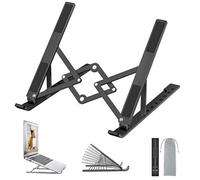 OUGEP Soporte Portatil, Aleación de Aluminio, Soporte para Ordenador portátil - Ajuste de 8 Engranajes, Compatible con MacBook Pro Air, iPad, Lenovo, HP Todas Las tabletas(Negro)