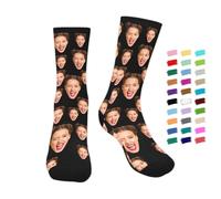 ougiver Calcetines de cara personalizada con foto, calcetines de cuello redondo, unisex, corazones rojos, regalos para hombres y mujeres, Socks-tj11, Altoa única