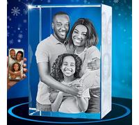 ougiver Foto de cristal 3D, regalos personalizados de Navidad para mujeres, esposa, ella, él, hombres, marido, abuela, gran regalo personalizado de Navidad con tu propia foto, imagen grabada con láser