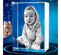 ougiver Foto de cristal 3D, regalos personalizados de Navidad para mujeres, esposa, mamá, hombres, madre, abuela, gran regalo personalizado de Navidad con tu propia foto, imagen grabada con láser 3D