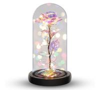 ougiver Regalo personalizado de rosa galaxia para mamá de parte de hijo, hija, flor de plástico con luz LED para siempre con base para mujer, novia, esposa para Navidad, boda, aniversario, cumpleaños