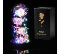 ougiver Rosa de galaxia personalizada para ella, flores de rosas artificiales, regalo para mujeres, mamá, esposa, amante, hija, rosa en cúpula de cristal, regalo para boda, cumpleaños, aniversario