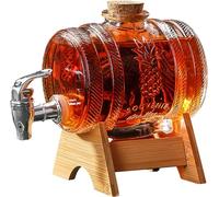 OUGPIU Decantador de Whisky 3000ML con Soporte Madera,Kit de Decantador de Vino con Grifo,Barril de Vino de Vidrio para Beber Licor de Borbón Escocés Hombres Papá Esposo Novio Aniversario Cumpleaños