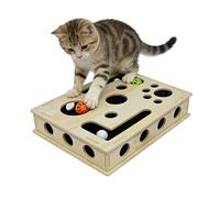 OUGPIU Juguete para el cuidado de las garras de los gatos, caja de empleo, lima de garras para gatos, 30 x 25 cm, rompecabezas de madera, caja de enriquecimiento de rompecabezas de gatitos, juguete