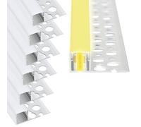 OUGPIU Perfil LED,Pack 6x Perfil de Aluminio 1 Metro para ≤12 mm Tira LED,con Cubierta de Difusor,Canaleta LED para Estantes,Paredes,Techos y Esquinas