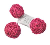 Ougual 10 Piezas Bolas de ratán Mimbre Mesa Boda Fiesta Navidad decoración 4cm Rosa roja