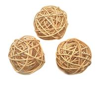 Ougual 6 Piezas Bolas de ratán Mimbre Mesa Boda Fiesta Navidad decoración 8cm Color Natural
